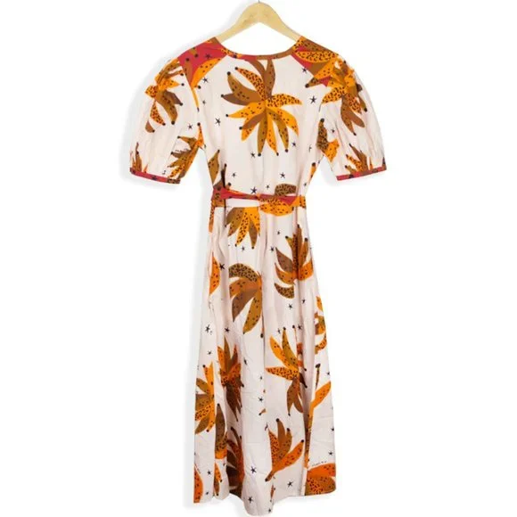 Farm Rio Creme & Brown Banana Puff Sleeve Dress - Picture 2 of 13